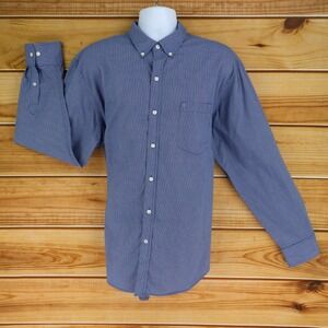 IZOD Shirt Casual Button Down Collar Mens‎ Size XL Blue White Checks Long Sleeve